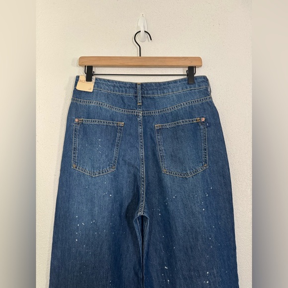 Pilcro Anthropologie The Annie Wide Leg Splatter Medium Wash Jeans Size 30 NEW - Picture 6 of 10